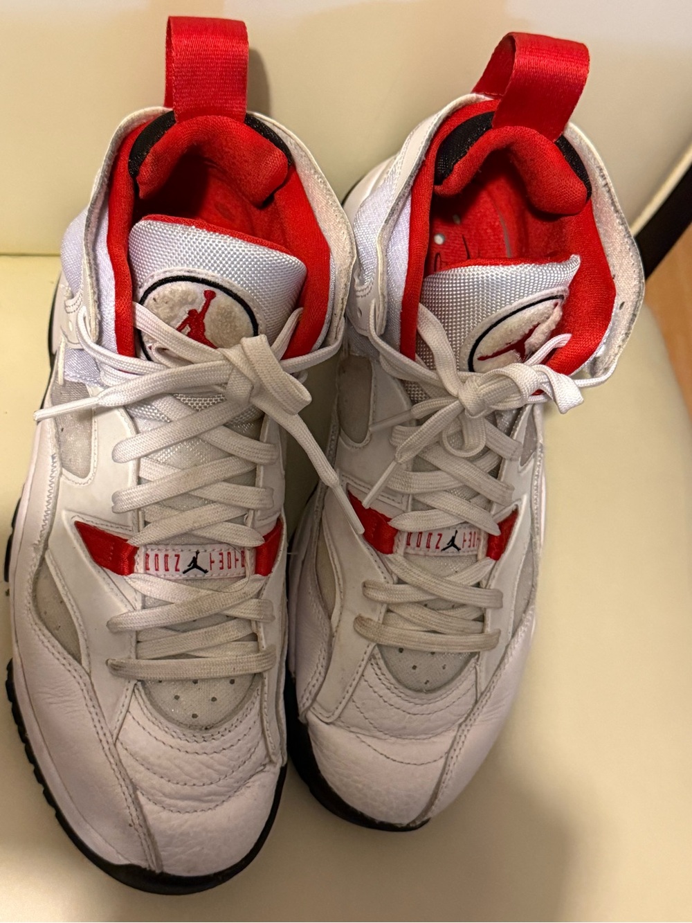 Jordan Men Jumpman White and University Red  Basketball Sneakers